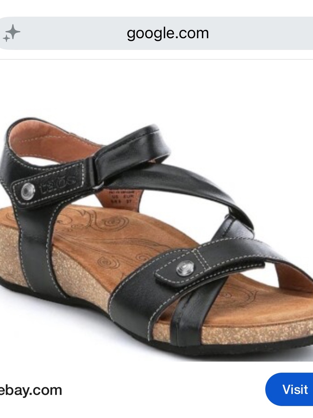 Taos Universal Comfortable Black Leather Women’s Sandals 7-7.5